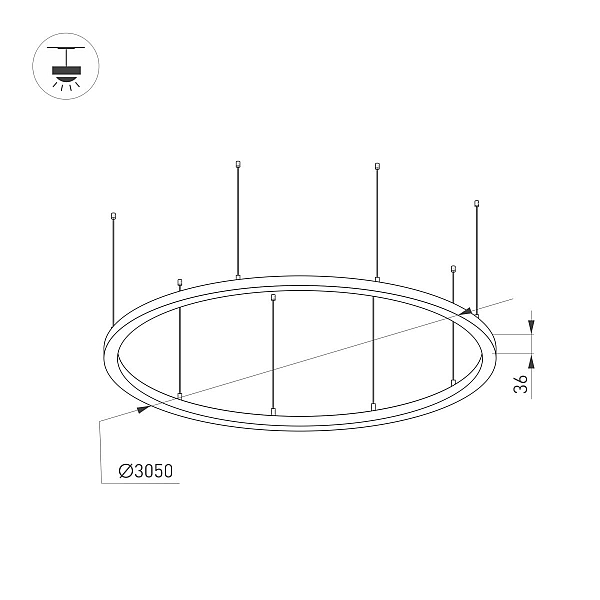 Светильник Arlight SP-LINE-HANG-ARC-O3535-D3000-204W Day4000 (WHITE, 230V) (Металл) 034077(2)