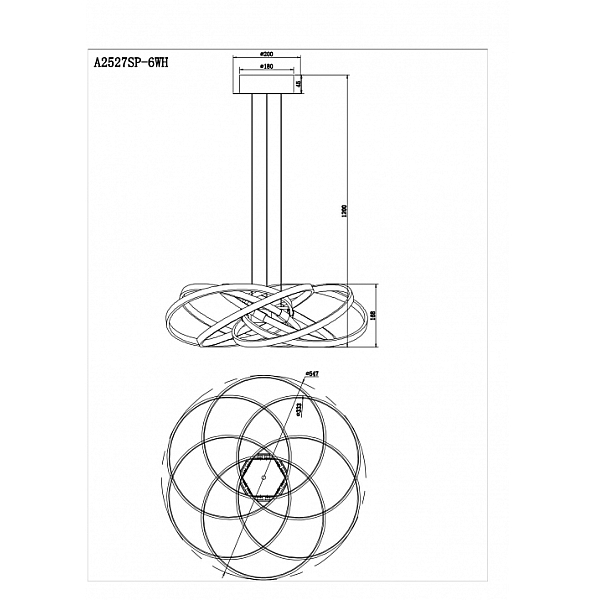 Подвесной светодиодный светильник Arte Lamp Presto A2527SP-6WH