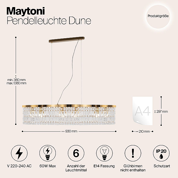 Подвесной светильник Maytoni Dune DIA005PL-06G