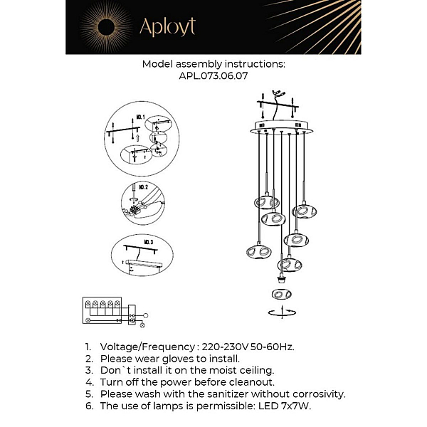 Подвесной светильник Aployt Sacha APL.073.06.07