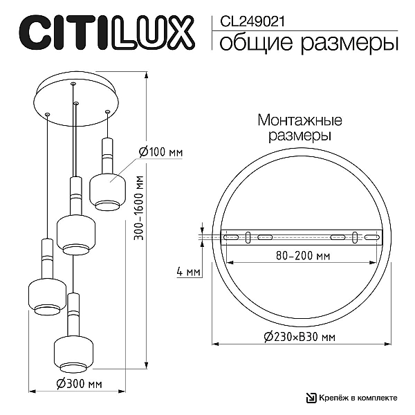 Подвесной светильник Citilux Lass CL249021