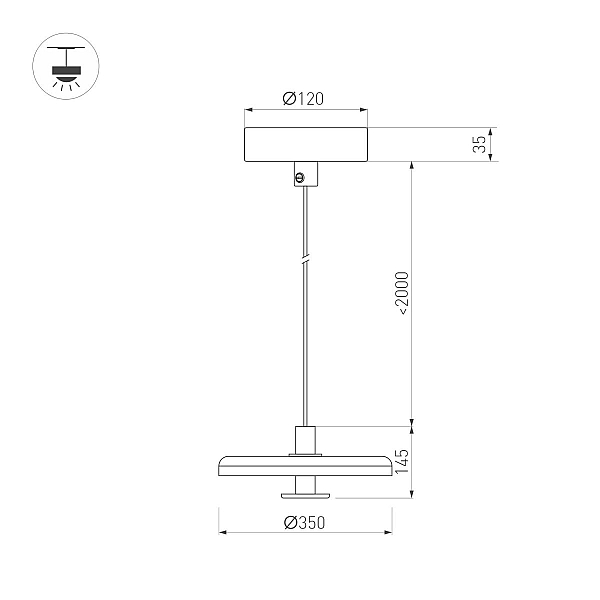 Подвесной светильник Arlight SP-KOTARO-R350-12W Warm3000 (BK-GR, 36 deg, 230V, TRIAC) 057223
