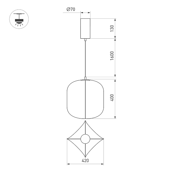 Подвесной светильник Arlight SP-SETA-HANG-L400х420-9W Warm2700 (WH, 320 deg, 230V) (IP20, Натуральный шелк) 061915