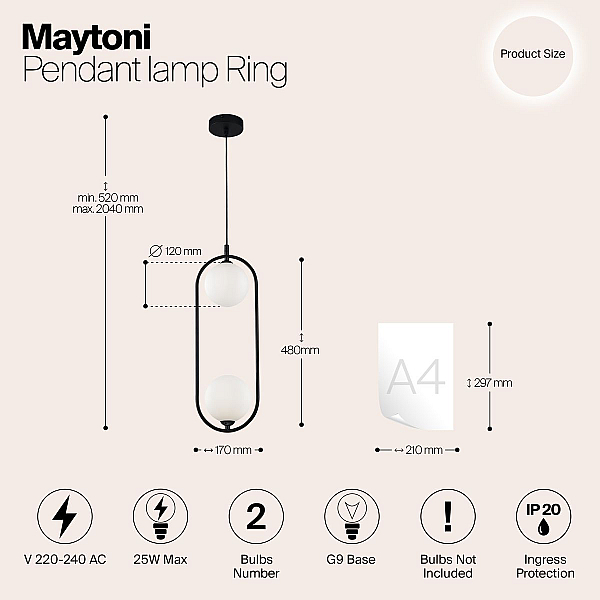 Подвесной светильник Maytoni Ring MOD013PL-02B