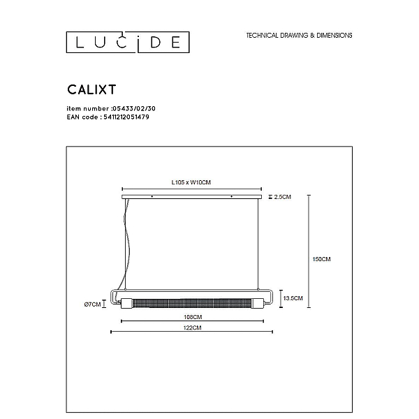 Подвесной светильник Lucide Calixt 05433/02/30