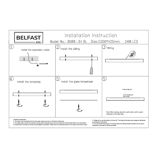 Потолочный светильник Belfast Glenmore 8088-3H BL