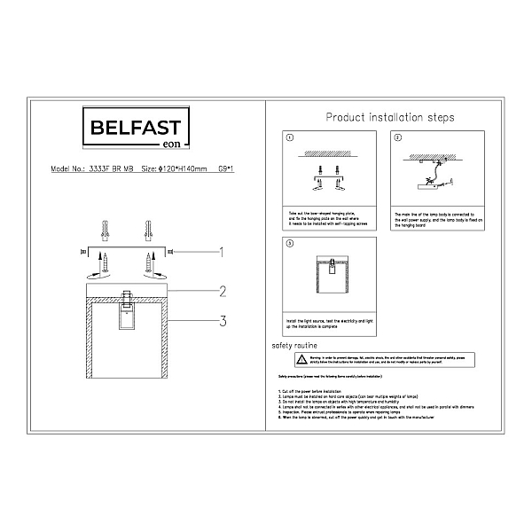 Потолочный светильник Belfast Ravenhill 3333F BR MB
