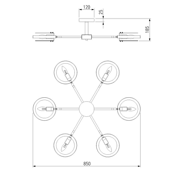 Потолочный светильник Eurosvet Gallo 70121/6 черный Smart a052341