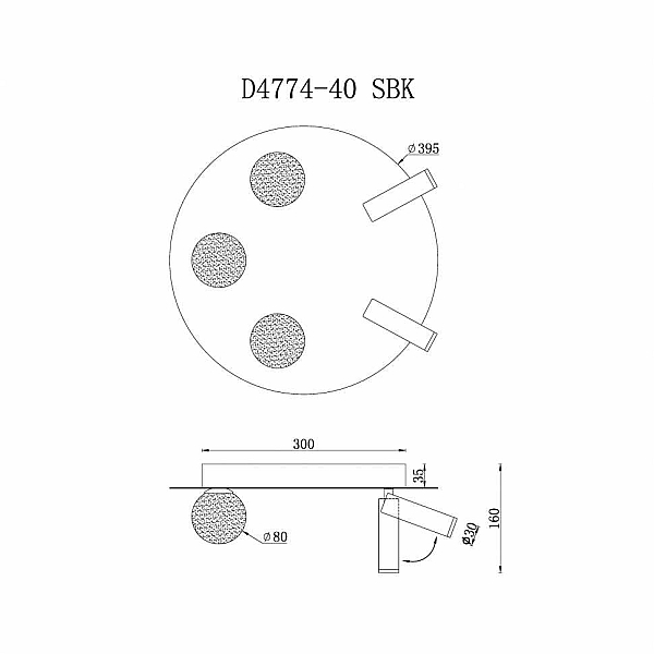 Потолочный светильник iLedex Telescope D4774-40 SBK