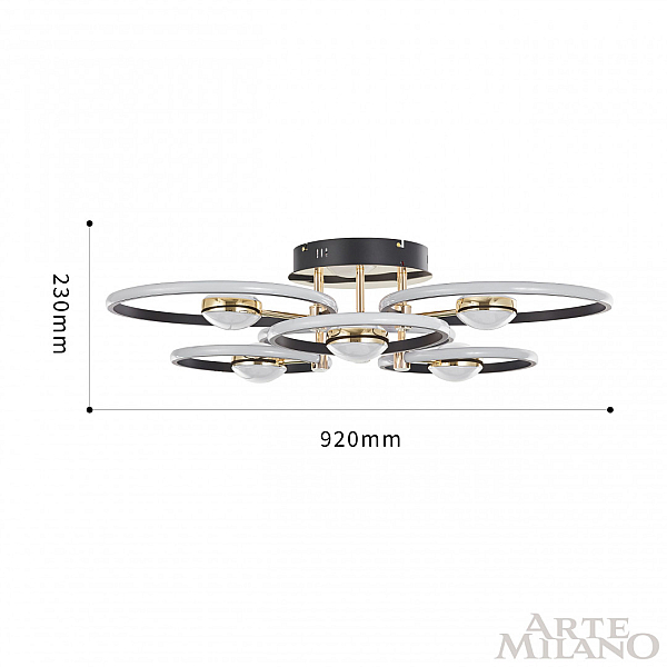 Потолочный светильник Arte Milano Ferrara 276140/6+6 BK/GD