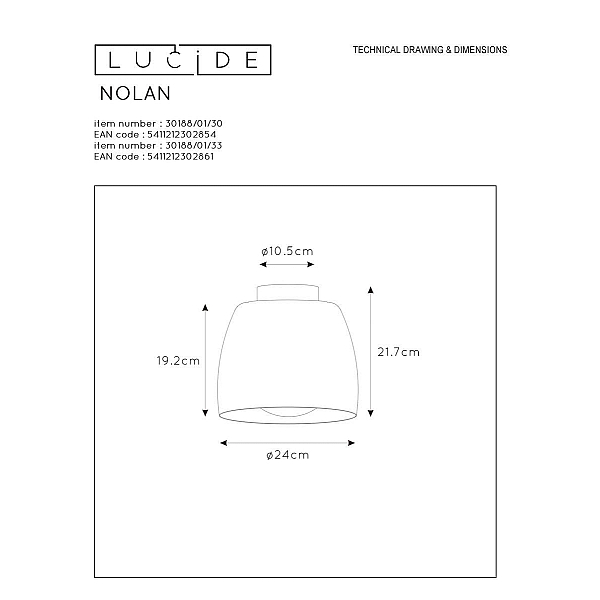 Потолочный светильник Lucide Nolan 30188/01/30