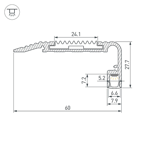 Профиль Arlight STAIR-W60-2000 ANOD BLACK (Алюминий) 060867