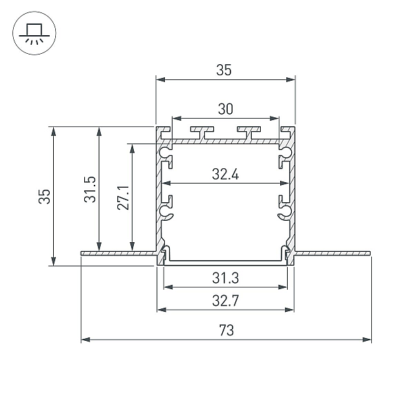 Профиль Arlight LINIA32-FANTOM-2000 ANOD (Алюминий) 049950(1)