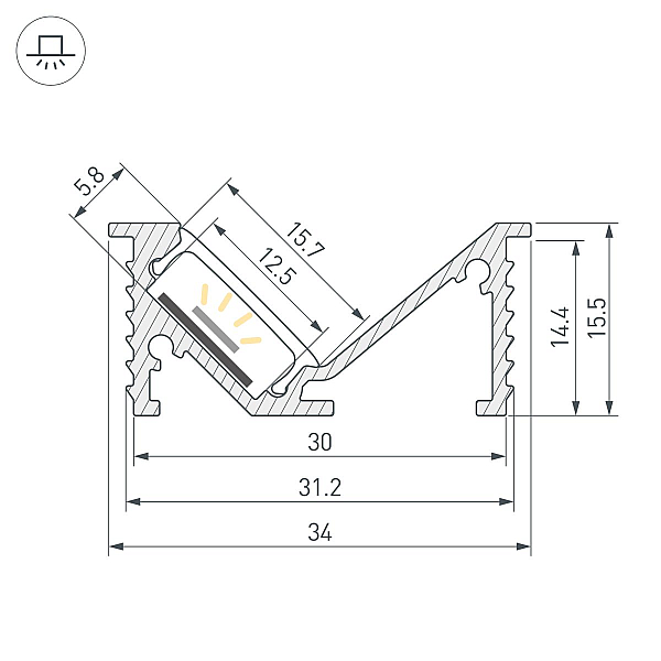 Профиль Arlight SL-BEVEL-W32-F-2000 ANOD BLACK (Алюминий) 063941