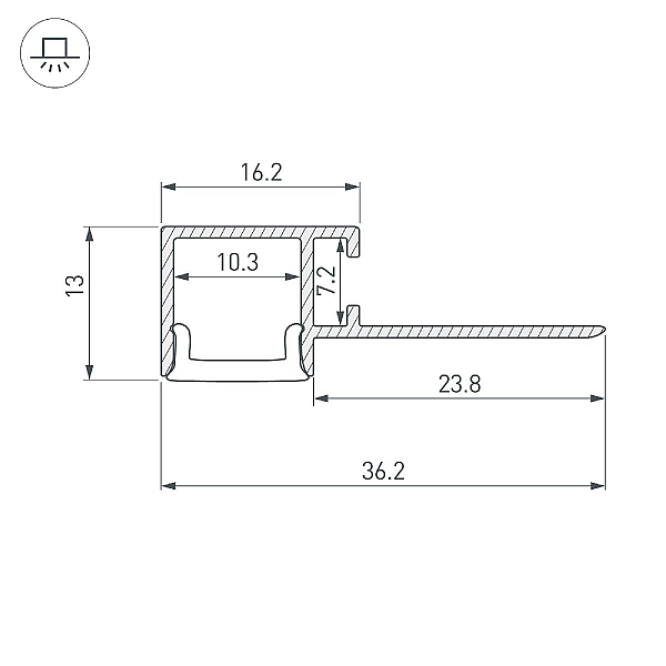 Профиль Arlight FANTOM-BENT-W12-TOP-EDGE-2000 ANOD 040328(1)