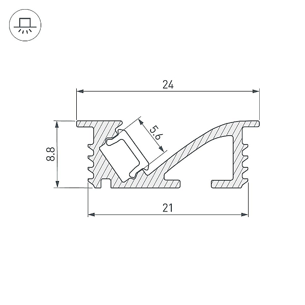 Алюминиевый профиль Arlight SL-BEVEL-W21-F-2000 ANOD BLACK 048997