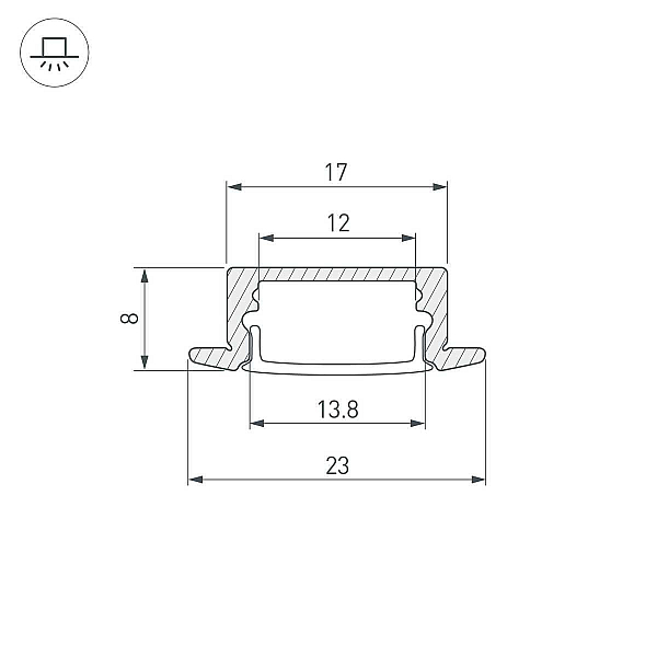 Встраиваемый профиль Arlight Line-2308-F-2000 Anod 040300