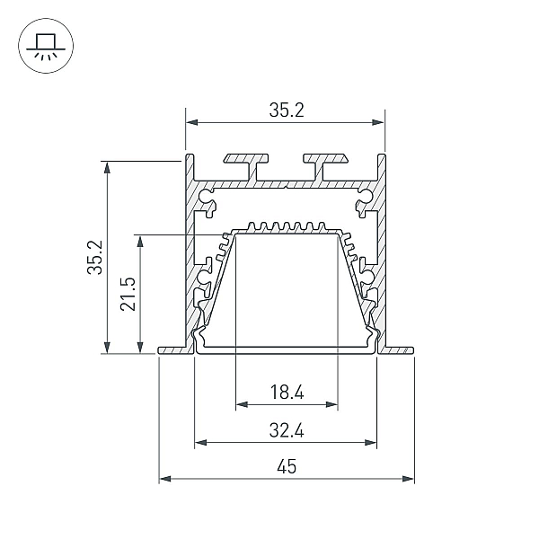 Профиль Arlight LINIA45-F-TRAY-3000 BLACK (Алюминий) 062242