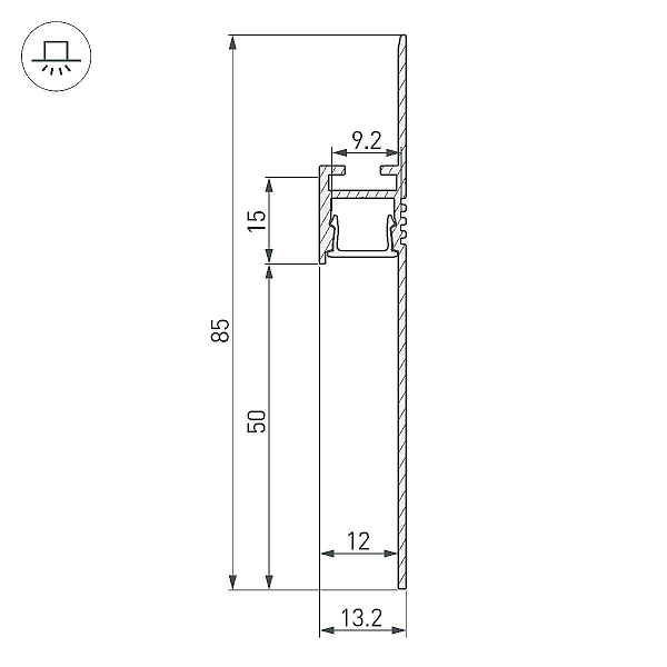 Алюминиевый профиль Arlight ARH-PLINTUS-50-FANTOM-3000 ANOD 052662