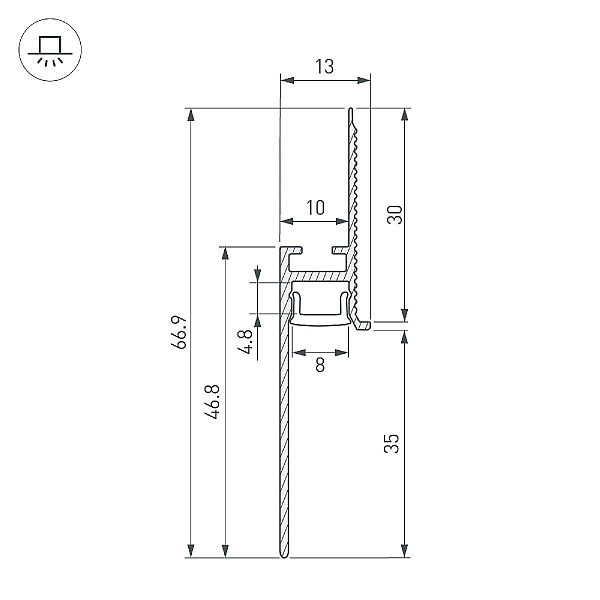 Алюминиевый профиль Arlight PLINTUS-FANTOM-BENT-H35-SIDE-2000 WHITE 043675(1)
