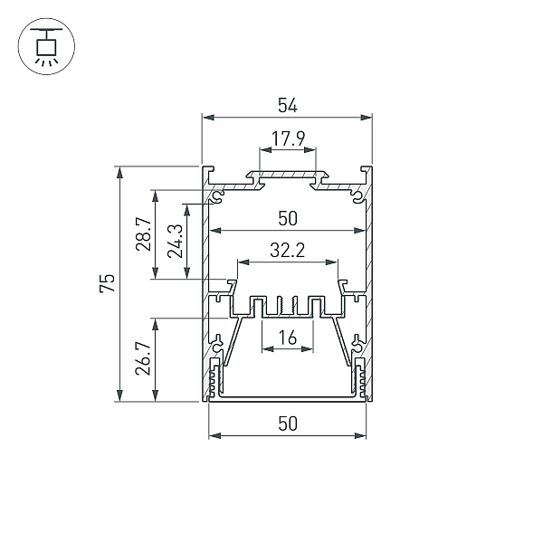 Профиль Arlight IP-LINE-5475-2000 BLACK (Алюминий) 053899