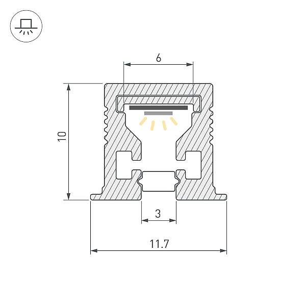 Профиль с экраном Arlight SL-MINI-3-H10-F12-2000 IRON GREY (Алюминий+пластик) 055322