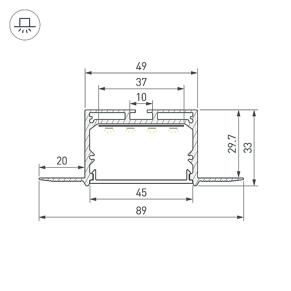 Профиль Arlight LINIA45-FANTOM-3000 ANOD (Алюминий) 059471