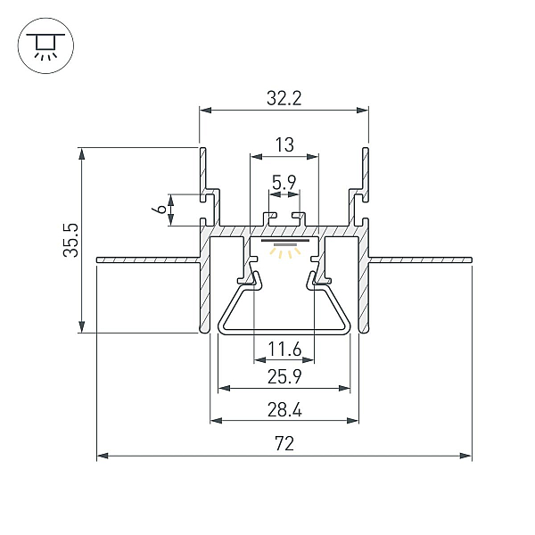 Профиль с экраном Arlight STRETCH-CEIL-CENTER-S-1000 044273