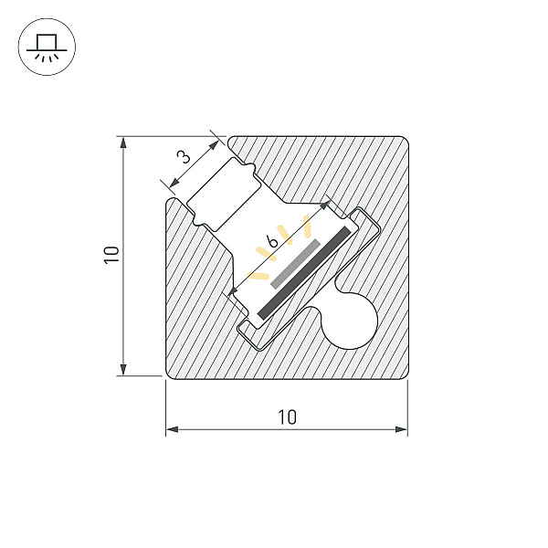 Профиль c экраном Arlight SL-KANT-H10-SQUARE-2000 CHAMPAGNE GOLD (Алюминий+пластик) 055320