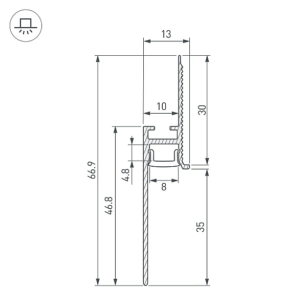 Профиль Arlight PLINTUS-FANTOM-BENT-H35-SIDE-2000 BLACK 043676(1)