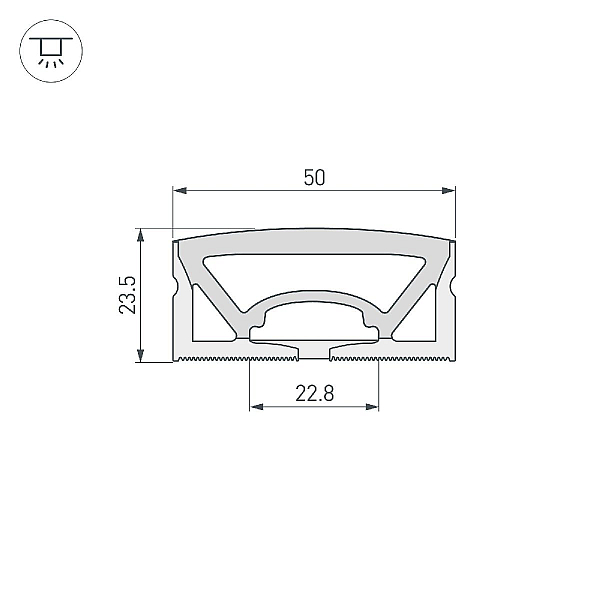 Силиконовый профиль Arlight WPH-FLEX-5025-TOP-S23-5m WHITE 049947
