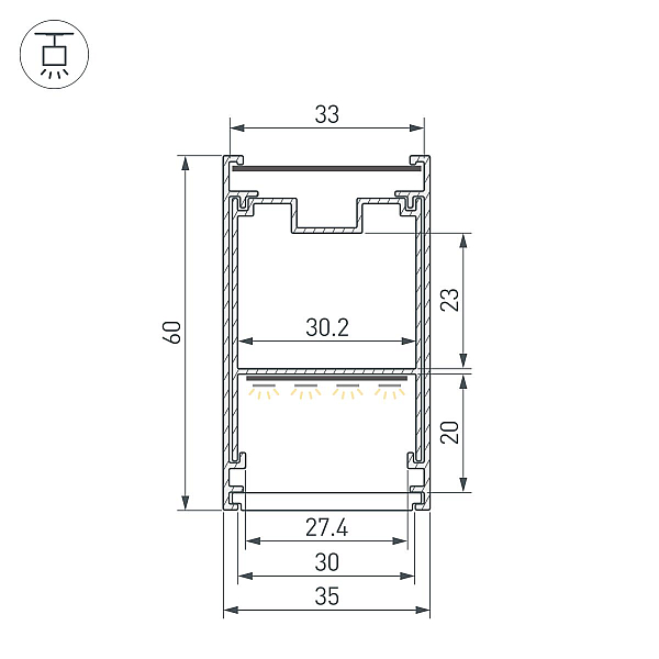 Профиль Arlight LINE-3560-BENT-SIDE-2000 ANOD (Алюминий) 062978