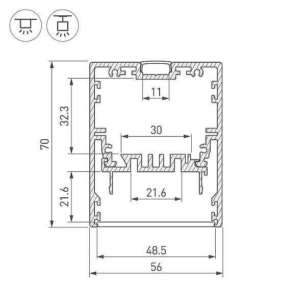 Рефлектор для профиля Arlight Klus-Power-W50-2000 030319