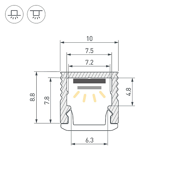 Профиль Arlight SL-MINI-10-3000 BLACK (Алюминий) 064316