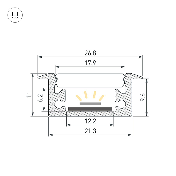 Профиль Arlight FLOOR27-H11-F-2000 ANOD (Алюминий) 060247