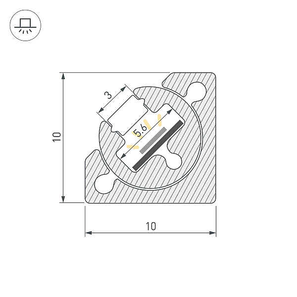Профиль с экраном Arlight SL-KANT-H10-ROTATE-2000 CHAMPAGNE GOLD (Алюминий+пластик) 055323