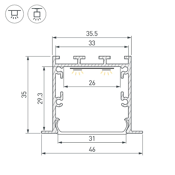 Профиль Arlight LINIA49-F-M-2000 BLACK (Алюминий) 057040