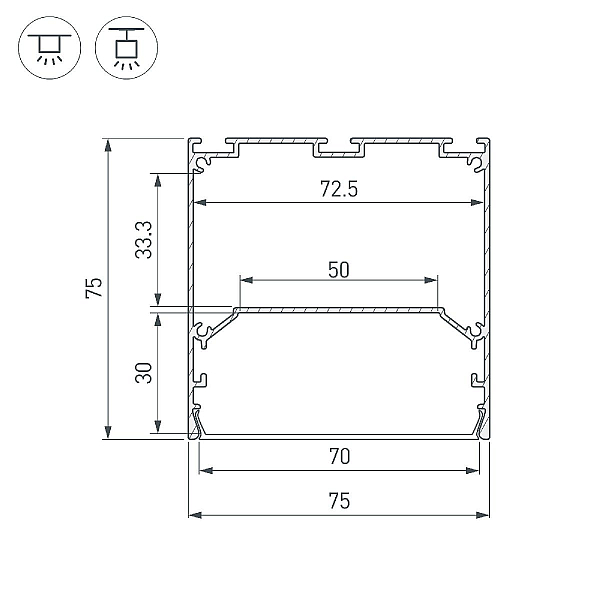 Алюминиевый профиль Arlight LINE-S-7575-3000 WHITE 041860