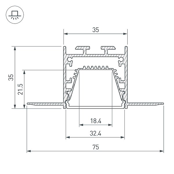 Профиль Arlight LINIA32-FANTOM-TRAY-3000 ANOD (Алюминий) 062190