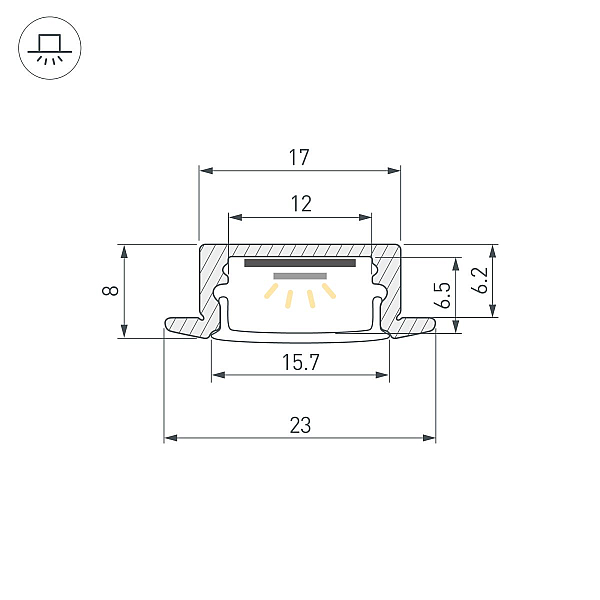 Профиль Arlight LINE-2308-F-2000 ANOD BROWN DEEP (Алюминий) 065811