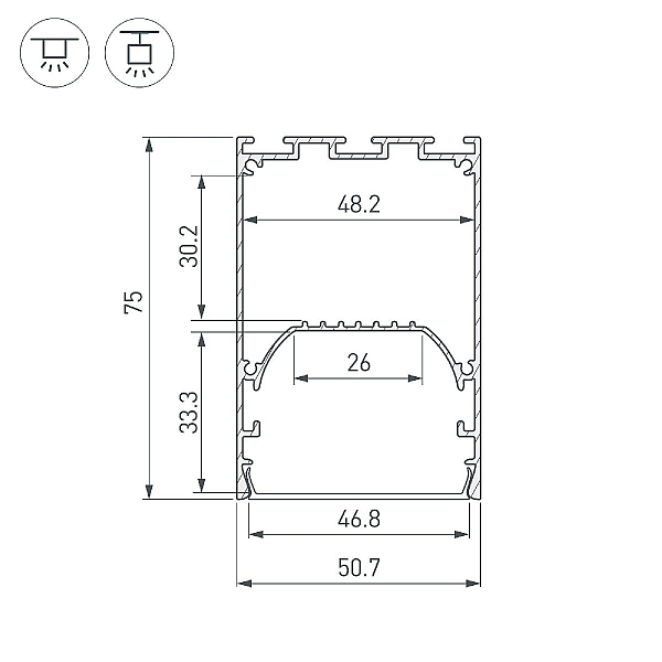 Алюминиевый профиль Arlight LINE-S-5075-2000 BLACK 041847
