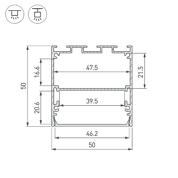 Алюминиевый профиль Arlight LINE-S-5050-2000 ANOD 041644