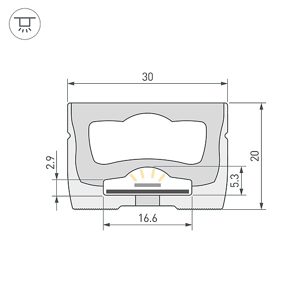 Силиконовый профиль Arlight WPH-FLEX-3020-TOP-S16-10m WHITE (Силикон) 062838