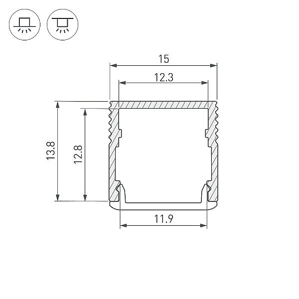Алюминиевый профиль Arlight SL-MINI-15-2000 ANOD 049019