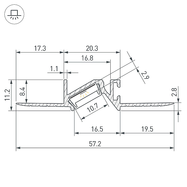 Профиль Arlight PDS-BEVEL-F-HIDE-2000 (Алюминий) 063420