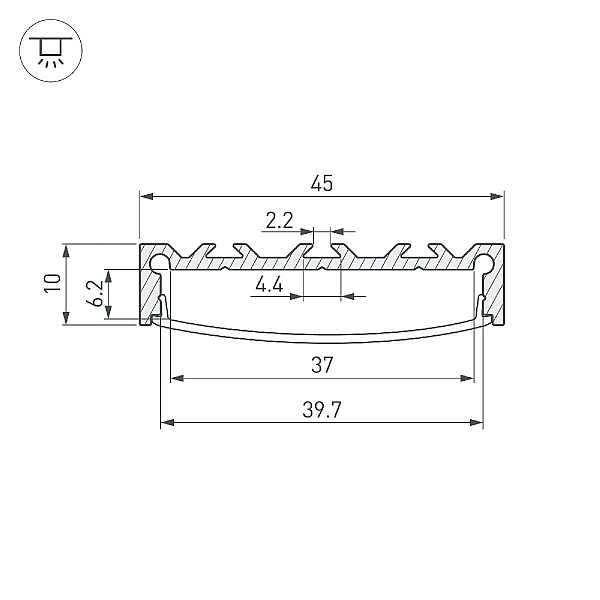 Алюминиевый профиль Arlight LINE-4510-2000 ANOD 049248