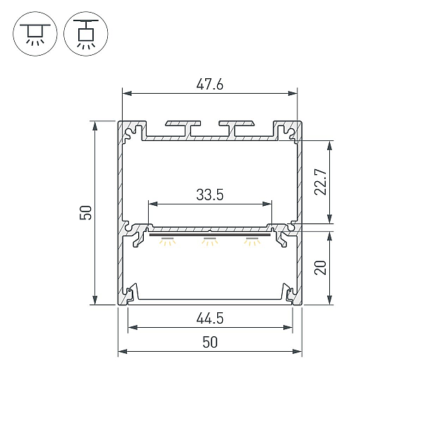 Профиль Arlight SL-LINE-5050-3000 BLACK с рефлектором (Алюминий) 064469