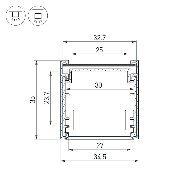 Профиль Arlight LINE-3535-BENT-SIDE-2000 ANOD 055738