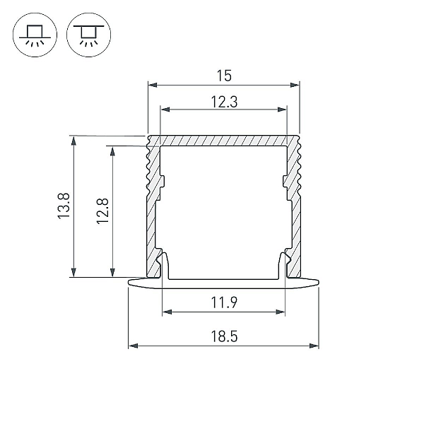 Алюминиевый профиль Arlight SL-MINI-15-2000 ANOD 049019