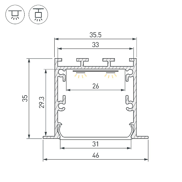 Профиль Arlight LINIA49-F-М-2500 BLACK 055395